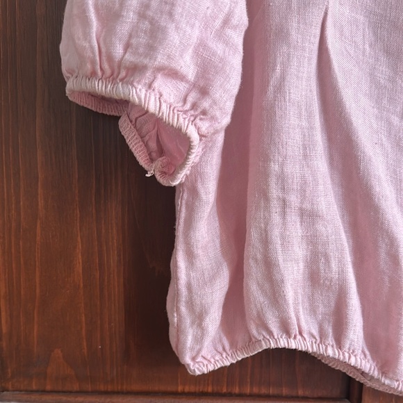 BELLAMBRA PUFF SLEEVES LINEN CROPPED BLOUSE TOP - Picture 3 of 5